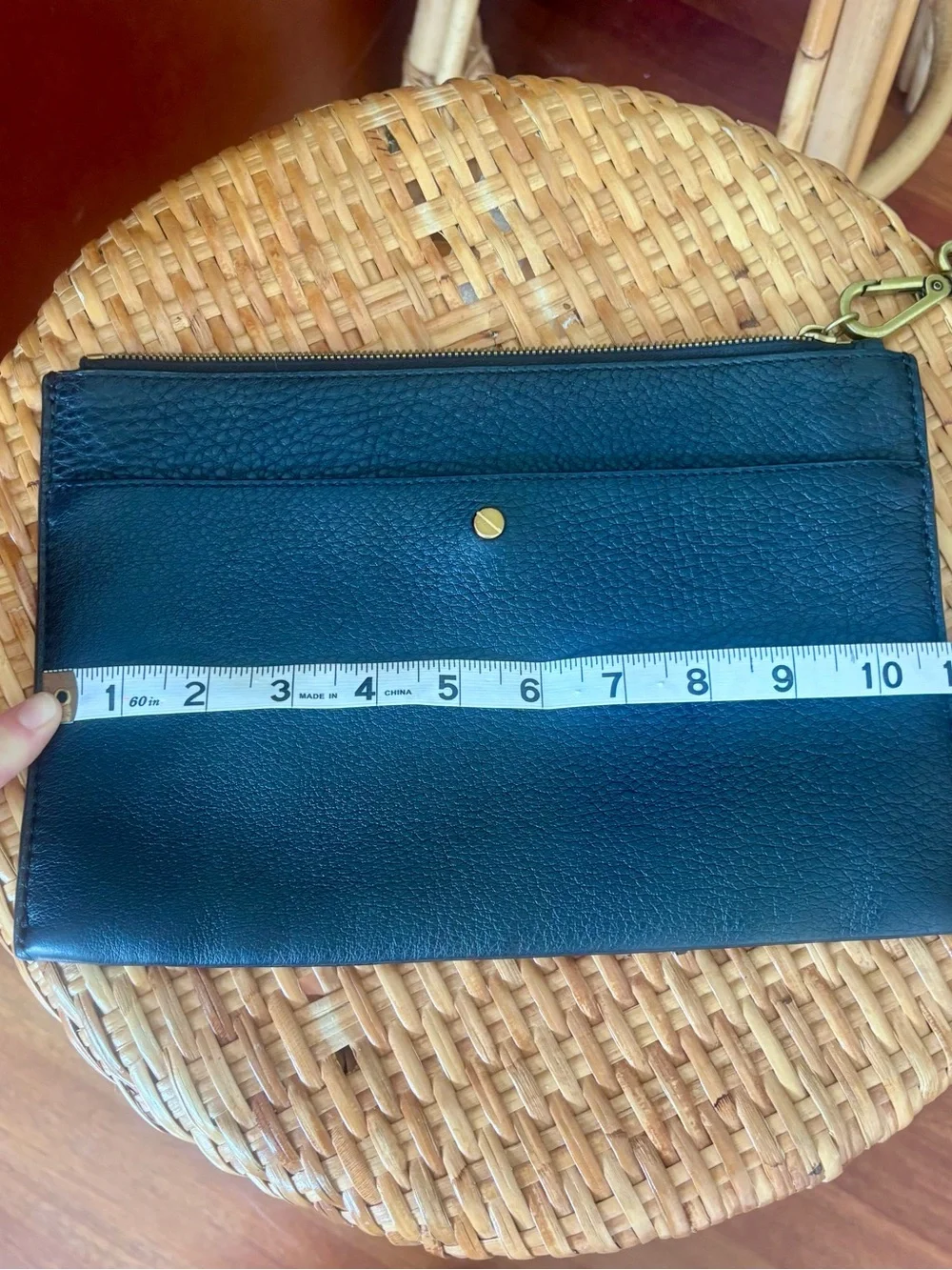 J.Crew black pebbled leather Signet clutch